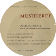 Meisterbrief Artur Diezel