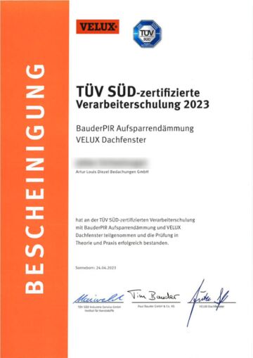 TÜV Zertifikat BAUDER PIR