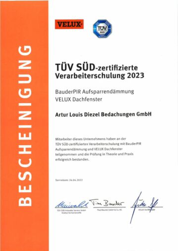 TÜV Zertifikat  BAUDER PIR