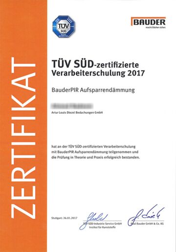 TÜV-Zertifikat BAUDER Nadeem