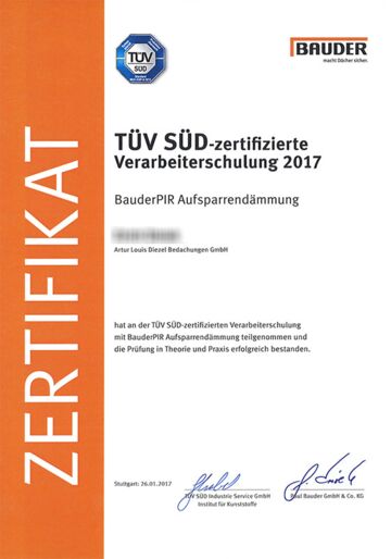 TÜV-Zertifikat BAUDER Dziuk